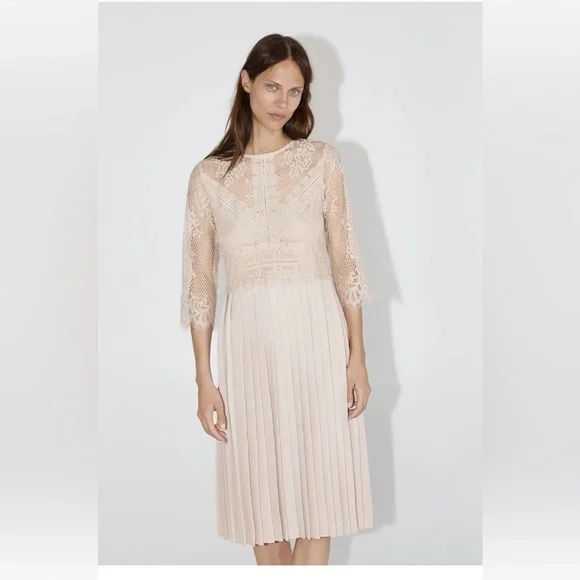 chinese dress ladies ZARA. Pale pink lace dress S.xs – Hibuy market